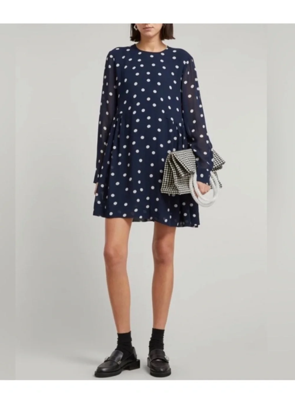 Ganni Georgette Polka Dot Mini Dress - Picture 3 of 9
